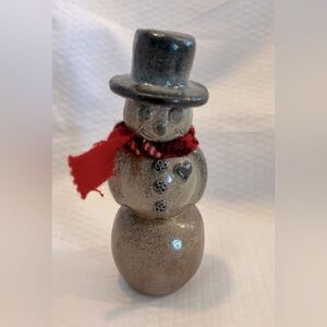 Snowman Pottery Figurine, Knick Knack